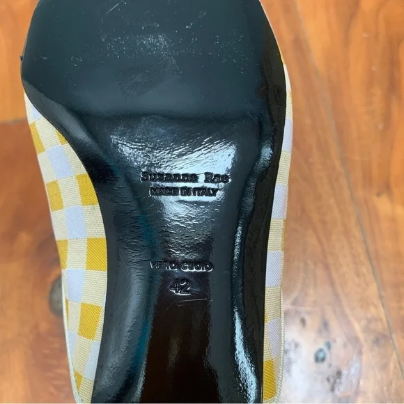 Suzanna Rae Vichy Mule Yellow Gingham Vamp Shoes 42 12 - Picture 11 of 12